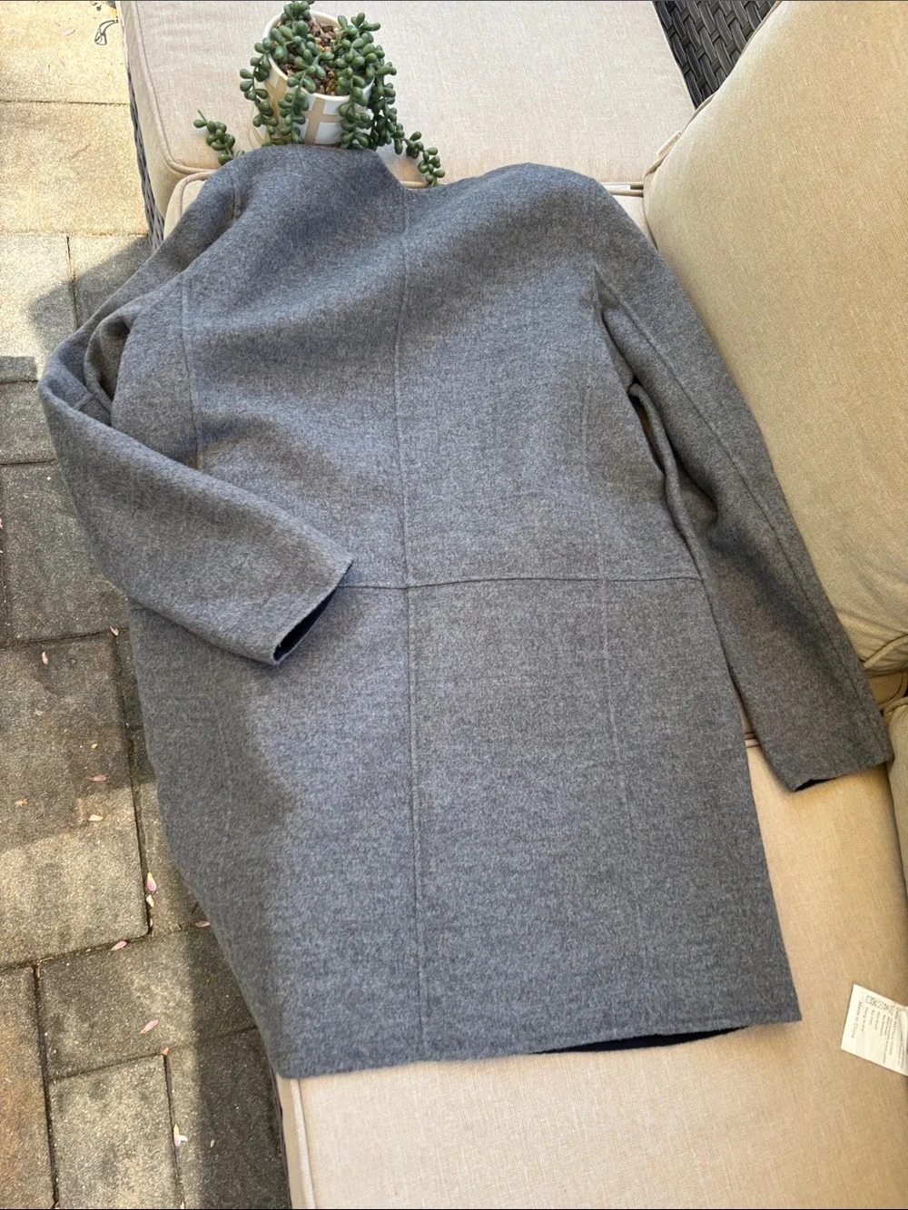 Massimo Dutti Gray Single-Breasted Wool Coat